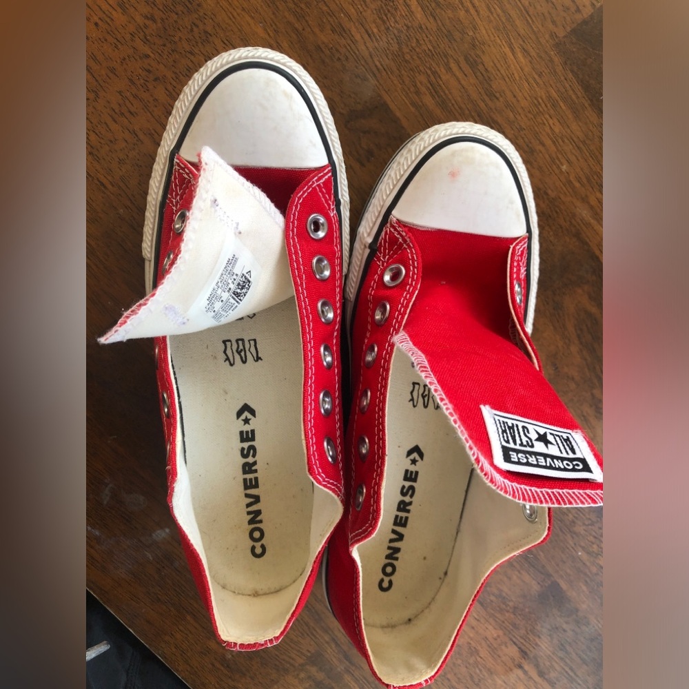 Converse Red and White Classic Canvas Platform Sneakers